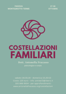 Antonella Fracasso - Incontro Costellazioni familiari - Padova Montegrotto Terme dal 17 al 18 ottobre 2026